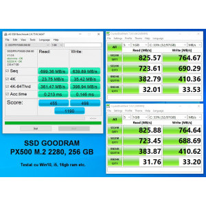 Benchmrk SSD M2 Goodram 256gb - slab, cat sata R=800, W=700