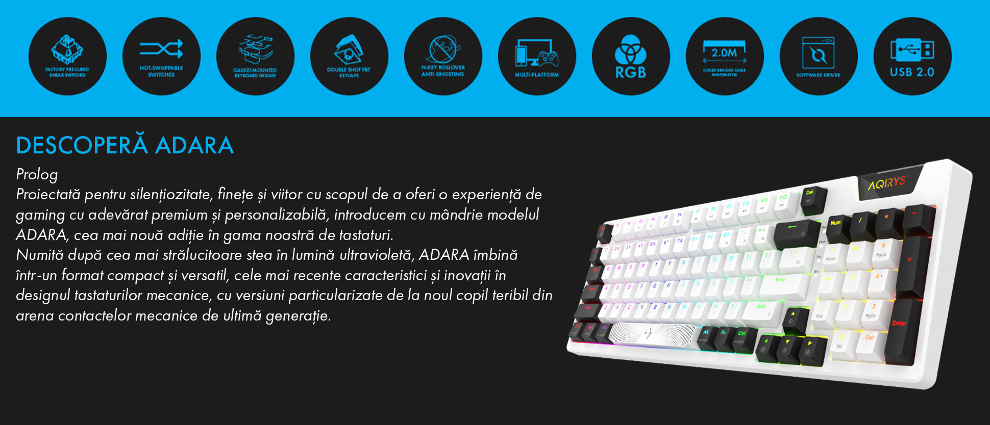Tastatura Gaming AQIRYS Adara RGB Mecanica - PC Garage