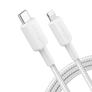 Cablu de date / adaptor Anker 322, USB-C Male la Lightning Male, White