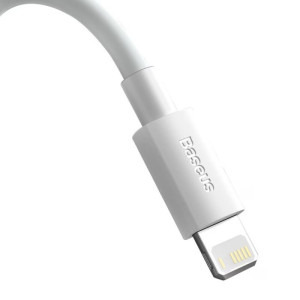 Baseus Simple Wisdom, USB Male la Lightning Male, 1.5 m, White, 2buc