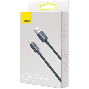 Baseus Crystal Shine, USB Male la Lightning Male, 2 m, Black