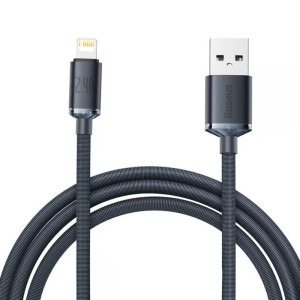 Cablu de date / adaptor Baseus Crystal Shine, USB Male la Lightning Male, 2 m, Black