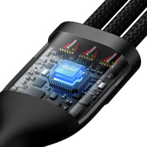 Baseus Flash Series II, USB Male la microUSB Male, USB-C Male, Lightning Male, 100W, 1.2 m, Black