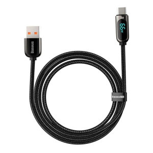 Baseus Display, USB Male la USB-C Male, 66W, 1 m, Black