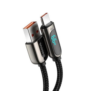 Baseus Display, USB Male la USB-C Male, 66W, 2 m, Black