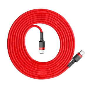 Baseus Cafule, USB-C Male la USB-C Male, 2 m, 60W, Red-Black