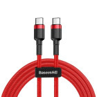 Cablu de date / adaptor Baseus Cafule, USB-C Male la USB-C Male, 2 m, 60W, Red-Black