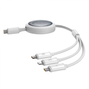 Baseus Free2Draw, USB-C Male la USB-C Male, microUSB Male, Lightning Male, 1.1 m, 100W, White