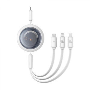 Baseus Free2Draw, USB-C Male la USB-C Male, microUSB Male, Lightning Male, 1.1 m, 100W, White
