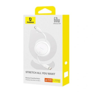 Baseus Free2Pull Mini, USB-C Male la USB-C Male, 1 m, 60W, White