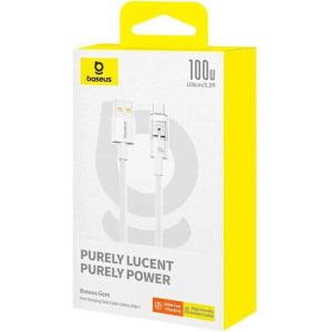Baseus Gem, USB Male la USB-C Male, 1 m, White