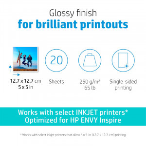 HP Advanced Photo Glossy 12.7 x 12.7 cm (5 x 5 inch) 20 coli