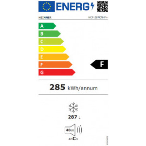 Heinner HCF-287CNHF+, 287 L, Control electronic, Sistem convertibil racire / congelare, Clasa F, Alb