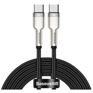Cablu de date / adaptor Baseus Cafule Metal CATJK-C01, USB-C Male la USB-C Male, 1 m, Black, amperaj maxim suportat 5A, Putere de pana la 100W, cablu brodat