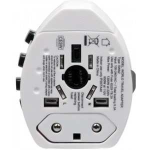 Spacer Universal, 2x USB, 10A, White