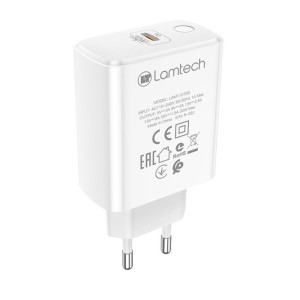 Lamtech LAM112709, 1x USB-C, Power Delivery 30W, White