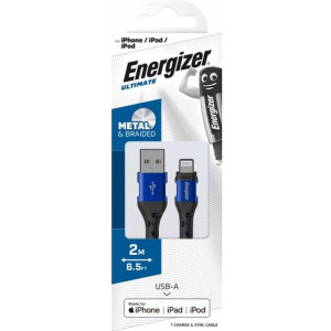 Energizer USB Male la Lightning Male, braided nylon, 2 m, Blue