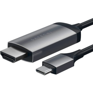 Satechi USB-C Male - HDMI v2.0 Male, 1.8m, gri-negru