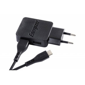 Energizer AC2BEULCMM, 2x USB, 2.4A, cablu USB-C, microUSB
