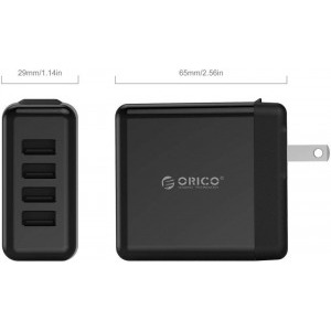 Orico DSP-4U Wall Charger, 4x USB, adaptor UK, AU, EU, Black