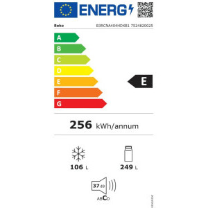 Beko B3RCNA404HDXB1, 355 L, Clasa E, No Frost, HarvestFresh, AeroFlow, Dozator apa, 203 cm, Argintiu