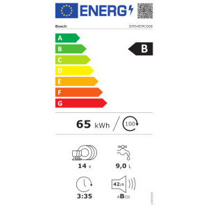 Bosch SMS4EMC06E, 14 seturi, 6 programe, Clasa B, EfficientDry, VarioFlex, VarioDrawer, Rackmatic, 60 cm, Inox negru