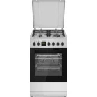 Aragaz Heinner HFSC-S65MIXFD-SL, 4 arzatoare, Mixt, Dispozitiv de siguranta, Grill, 50 cm, Argintiu