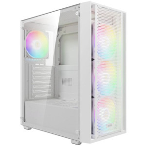 Gaming BALAUR Plus Alb NO RAM Edition (fara memorie RAM DDR5), Intel i5-14400F 2.5GHz, 1TB SSD, RTX 5060 8GB GDDR7, Iluminare RGB