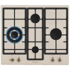 Plita incorporabila Fram FBH-S4IWF-RBG, Gaz, 4 arzatoare, Aprindere electrica integrata, Sistem de siguranta, Wok, 60 cm, Crem
