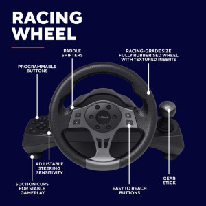Trust GXT 289 Movi Racing Wheel Black pentru PC, PS4, Xbox One/Series X|S, Nintendo Switch