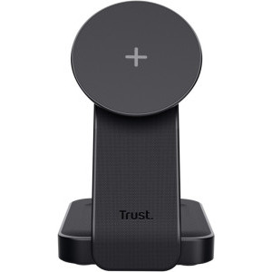 Trust 3-in-1, Viro, Wireless Magnetic Charge Stand pentru iPhone, Apple Watch si AirPods, Black