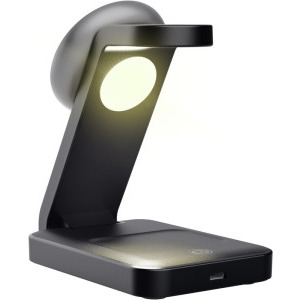 Trust 3-in-1, Viro, Wireless Magnetic Charge Stand pentru iPhone, Apple Watch si AirPods, Black