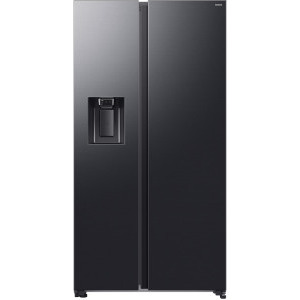 Frigider Side By Side Samsung RS70F64KDFEO, 640 L, Clasa D, Full No Frost, Digital Inverter, All Around Cooling, SpaceMax, Metal Cooling, AI Energy, SmartThings, Dozator de apa & gheata, Control electronic, 178 cm, Inox negru