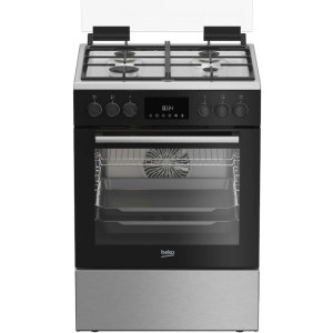 Aragaz Beko FBSM62530DXMS, Mixt, 4 arzatoare, Sistem de siguranta, Aprindere integrata, Autocuratare catalitica, 3D Cooking, Grill, Clasa A, 60 cm, Inox