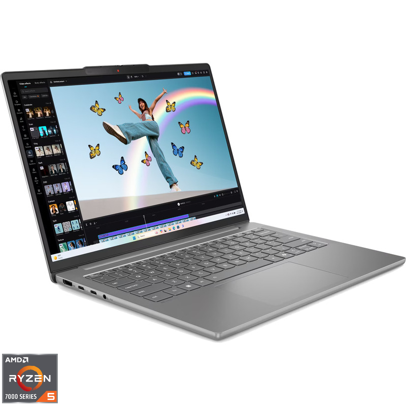 Laptop Lenovo 14'' IdeaPad Slim 5 14ARP10, WUXGA IPS, Procesor AMD Ryzen™ 5 7535HS (16M Cache, up to 4.55 GHz), 16GB DDR5, 512GB SSD, AMD Radeon 660M, No OS, Luna Grey