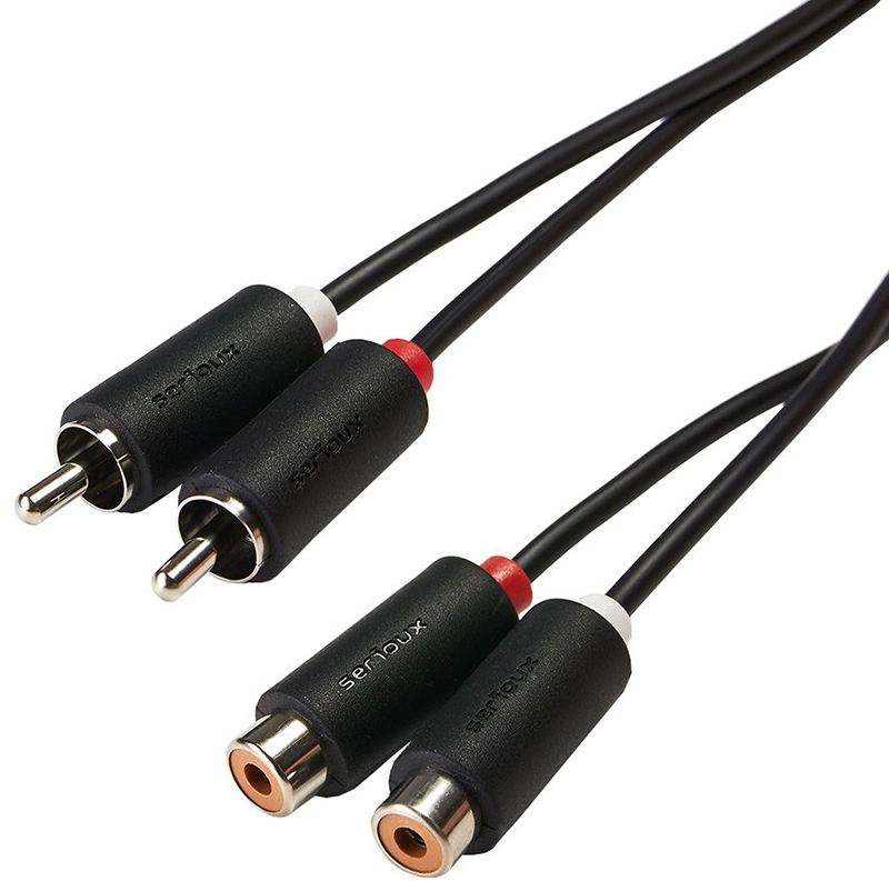 Cablu audio Serioux 2x RCA Male - 2x RCA Female, 3m, negru