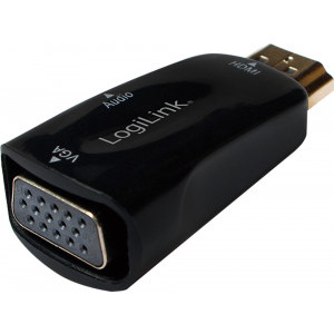 Logilink 1x HDMI Male - 1x VGA Female + 1x Jack 3.5 mm Female, negru