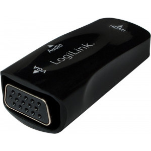 Logilink 1x HDMI Female - 1x VGA Female + 1x Jack 3.5 mm Female, negru