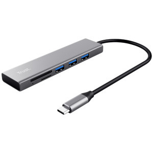 Hub USB Trust Halyx Fast USB-C & Card Reader, 3-port Hub