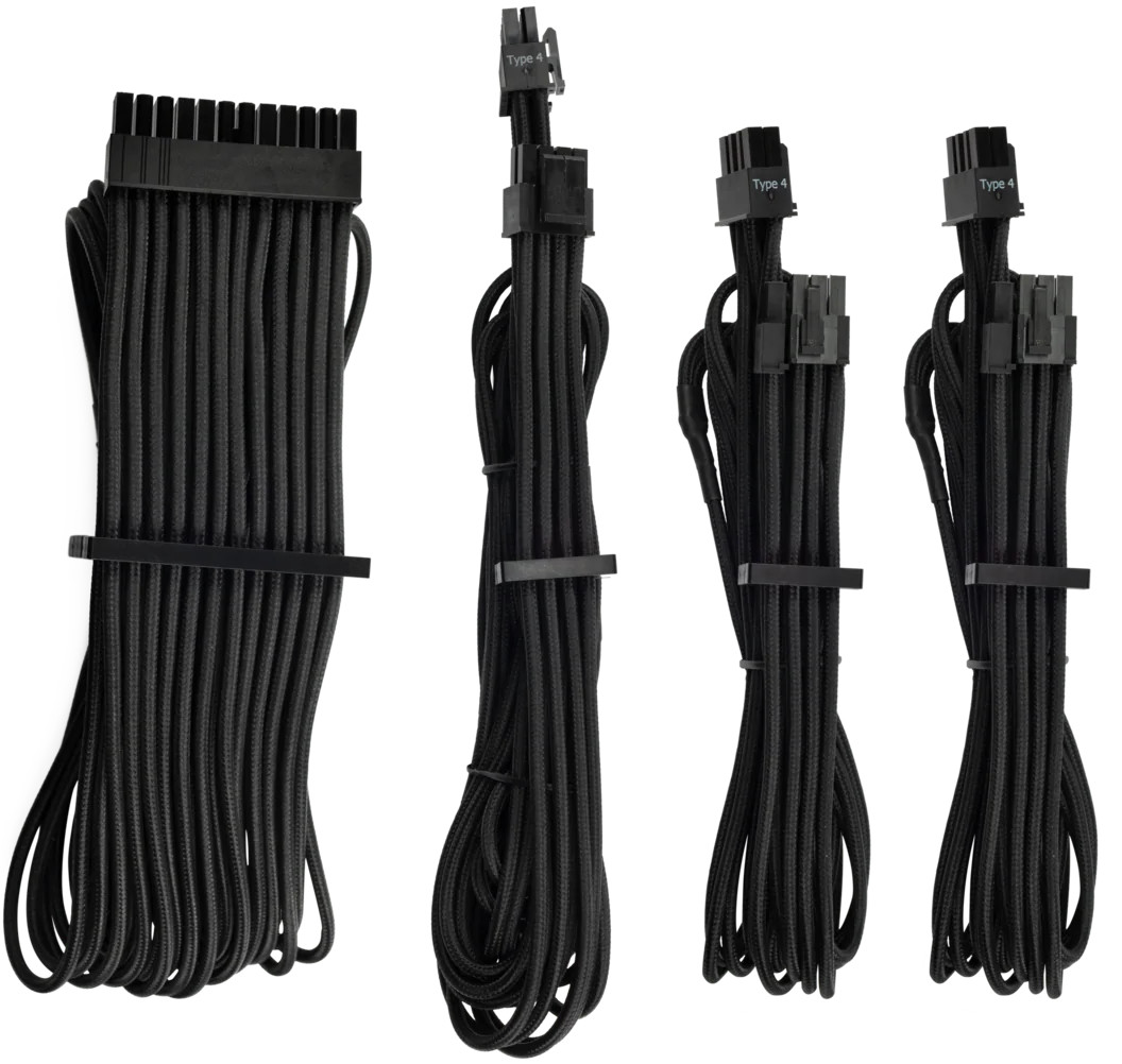 Cablu componente Corsair Premium Individually Sleeved PSU Cables Starter Kit Type 4 Gen 4 – Black