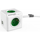 Priza/prelungitor Allocacoc PowerCube Extended, 2x USB, 4x Schuko, Green