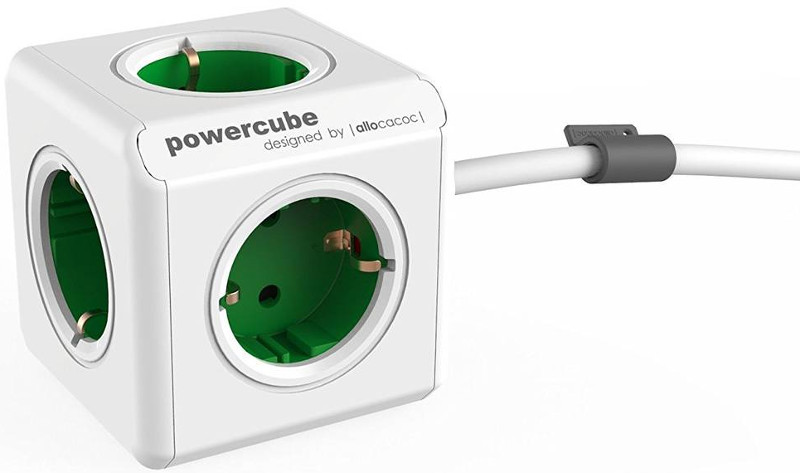 Priza/prelungitor Allocacoc PowerCube Extended, 5x Schuko, Green