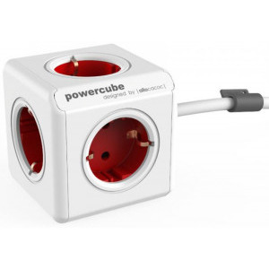 Priza/prelungitor Allocacoc PowerCube Extended 1.5m, 5x Schuko, Red