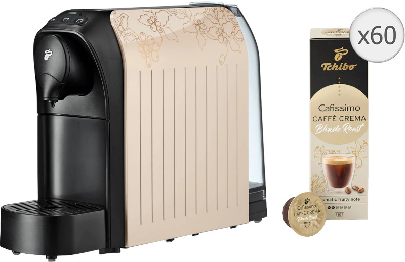 Espressor de cafea Tchibo  Cafissimo Easy Beige + 60 capsule cadou, 1250W, 0.65L
