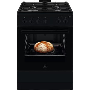 Aragaz Electrolux LKG504013K, Gaz, 4 arzatoare, Sistem de siguranta, Aprindere integrata, Autocuratare catalitica, Timer, Grill, Rotisor, Clasa A, 60 cm, Negru