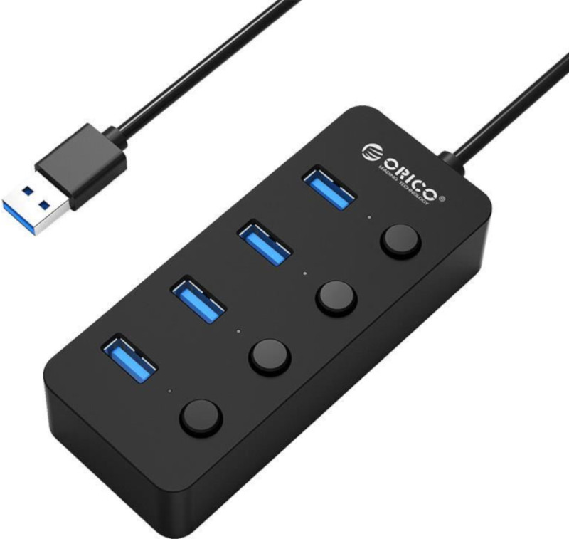 Hub USB Orico W9PH4-U3 V1, 4 porturi, USB 3.0, negru