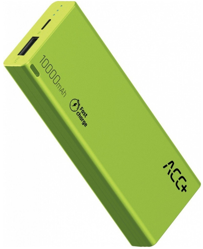 Baterie externa Maxcom ACC+ Thin 10000 mAh, 1x USB, 2A, Green, Fast Charge