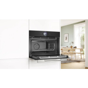 Bosch CSG7361B1, Electric, 47 L, Autocuratare hidrolitica, 4D HotAir, HotAir Gentle, Digital Control Ring, EcoClean Direct, Air Fry, Home Connect, Clasa A+, Negru