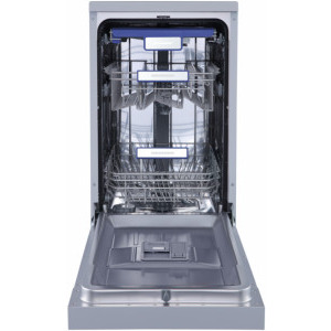Heinner HDW-FSM45710AXD+++, Slim, 10 seturi, 7 programe, Clasa D, Dual Zone, Flexible Space, AquaStop, Deschidere automata usa, 45 cm, Argintiu