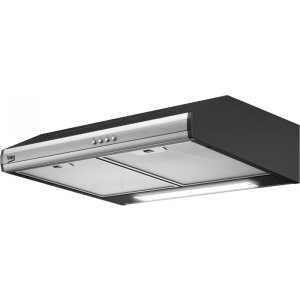 Beko traditionala HNS61320X, Capacitate de absorbtie 380 m3/h, 3 trepte de putere, 60 cm, Clasa D, Negru/Inox
